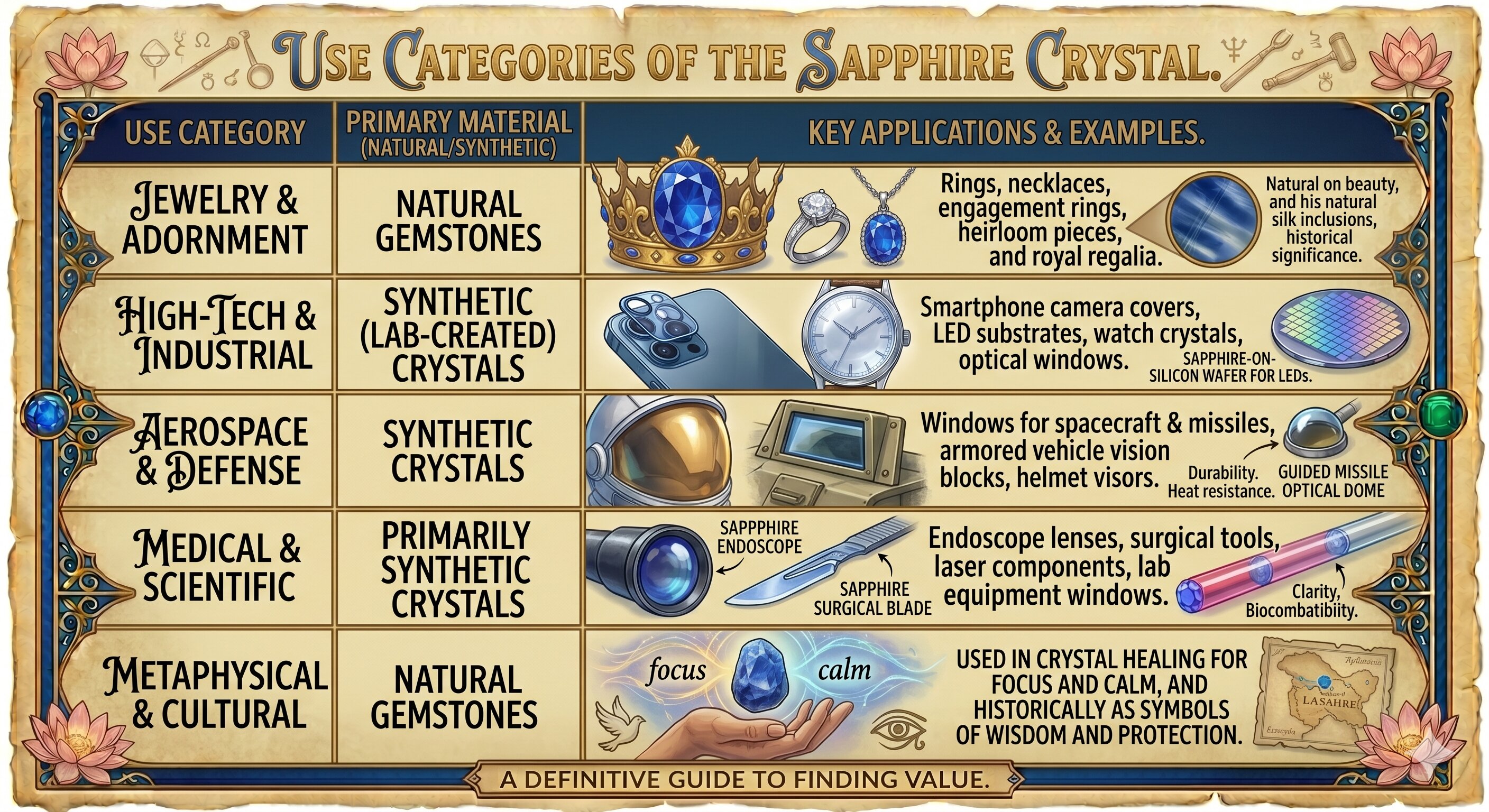 use categories of the sapphire crystal